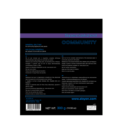 Alxyon Specialized Community - integratore di sali per acquari di comunità