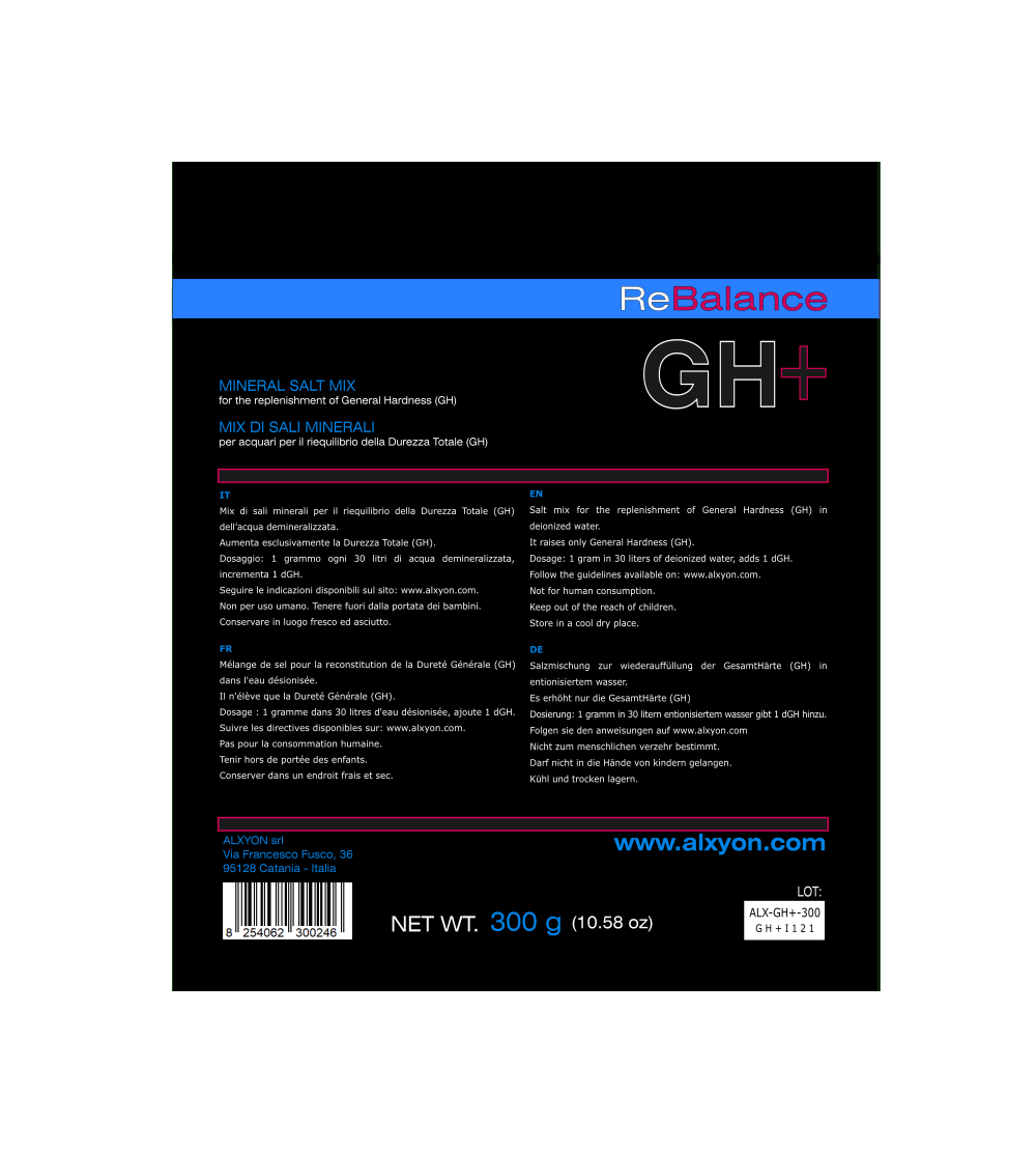 Alxyon ReBalance GH+ 300gr - integratore di durezza totale per acqua osmotica